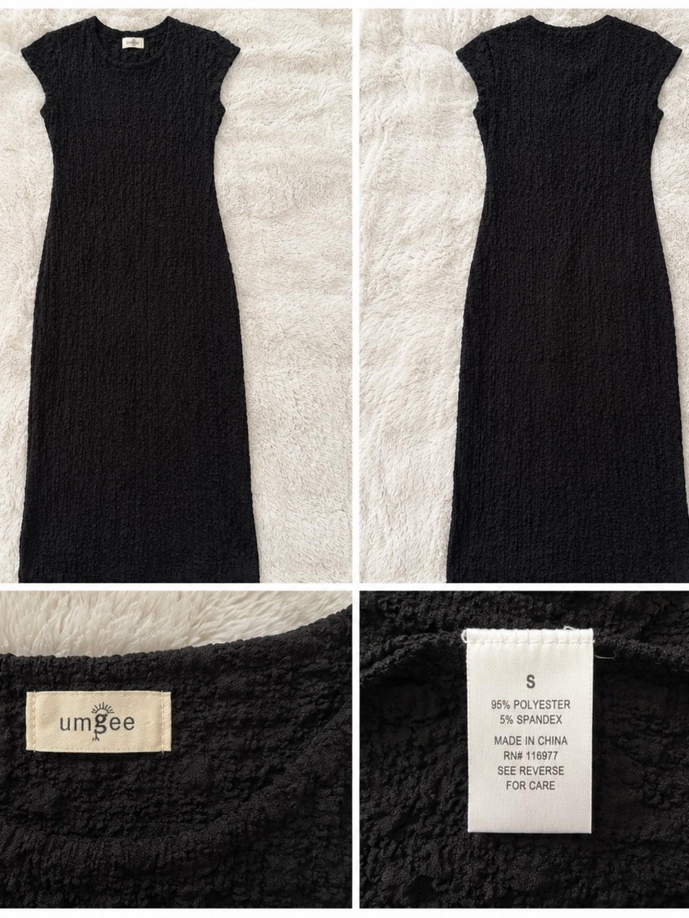 Umgee Black Textured Cap Sleeve Maxi Chemise